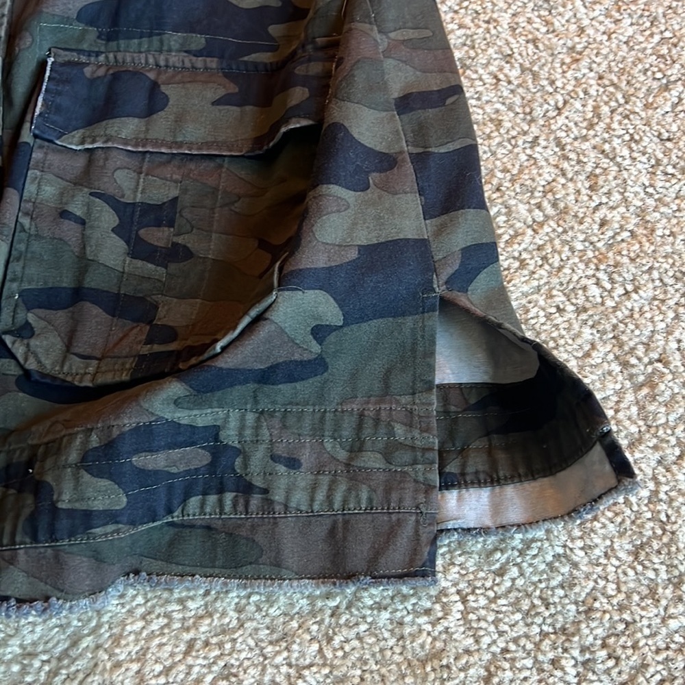 Jolt camouflage Camo green black botton down jacket sequin silver pockets XL - Picture 6 of 7
